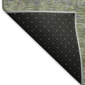 HomeRoots 9' X 12' Olive Green & Purple Abstract Washable Area Rug – UV Protected, Stain-Resistant & Stylish! 693203