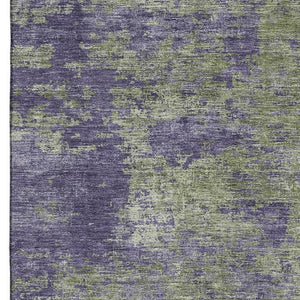 HomeRoots 10' X 14' Olive Green & Purple Abstract Area Rug – UV Protected, Stain Resistant, Easy Care Design! 693204
