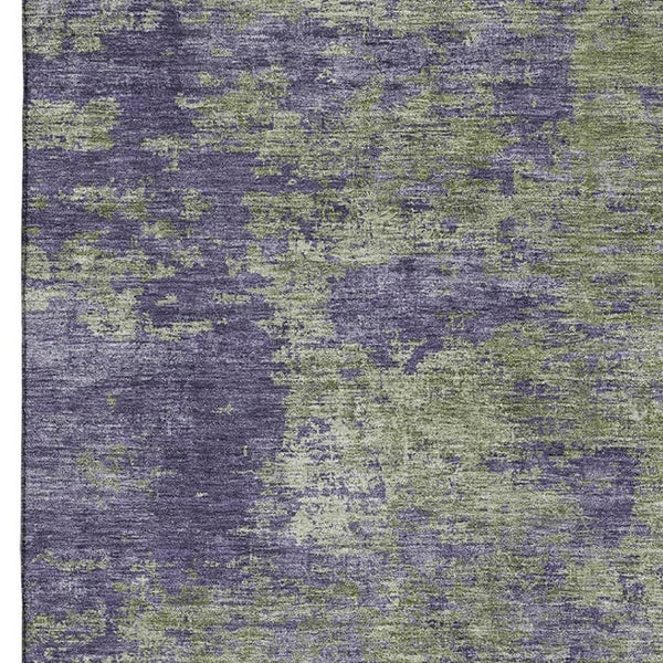 HomeRoots 10' X 14' Olive Green & Purple Abstract Area Rug – UV Protected, Stain Resistant, Easy Care Design! 693204