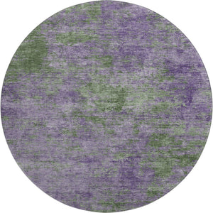 HomeRoots 8' X 8' Washable Round Rug in Bold Purple & Green Abstract Design with UV Protection & Durability 693207