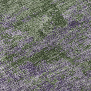 HomeRoots 8' X 8' Washable Round Rug in Bold Purple & Green Abstract Design with UV Protection & Durability 693207