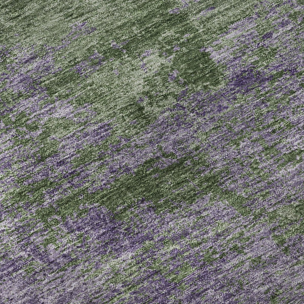 HomeRoots 8' X 8' Washable Round Rug in Bold Purple & Green Abstract Design with UV Protection & Durability 693207