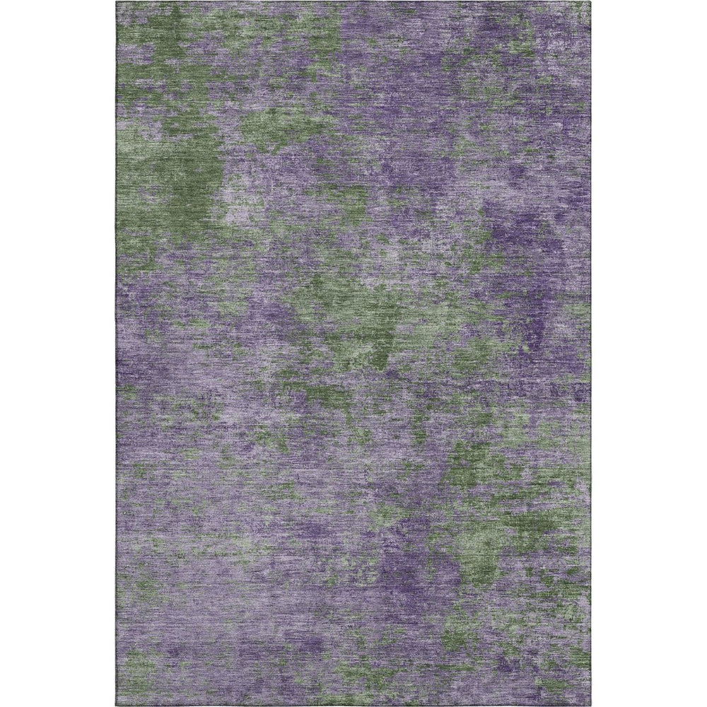 HomeRoots 9' X 12' Purple and Green Abstract Area Rug - Washable, UV-Protected, Durable for High-Traffic Homes 693209