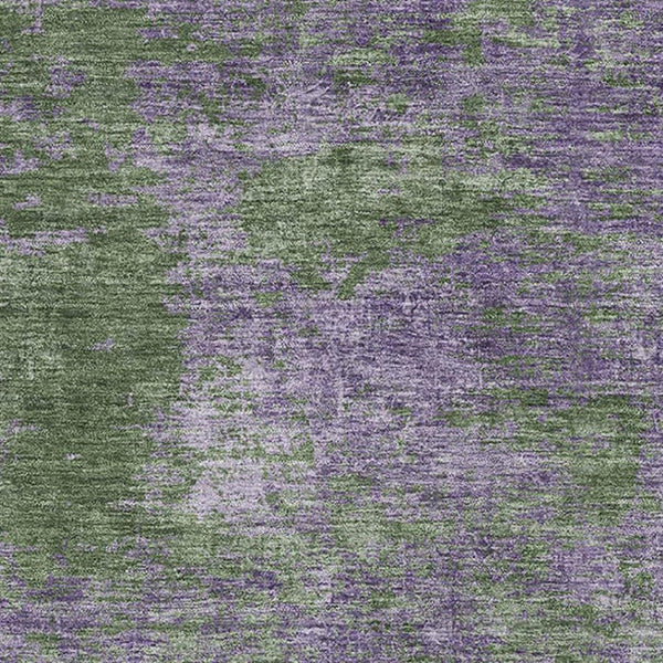 HomeRoots 9' X 12' Purple and Green Abstract Area Rug - Washable, UV-Protected, Durable for High-Traffic Homes 693209