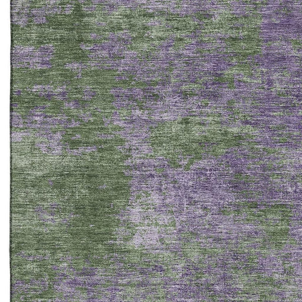 HomeRoots 9' X 12' Purple and Green Abstract Area Rug - Washable, UV-Protected, Durable for High-Traffic Homes 693209