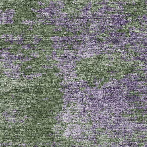 HomeRoots 10' X 14' Purple and Green Abstract Washable Area Rug with Stain Resistance and UV Protection 693210