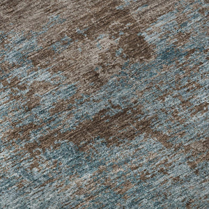 HomeRoots 5' X 8' Teal And Brown Abstract Washable Area Rug - UV Protected, Kid & Pet Friendly Design! 693212