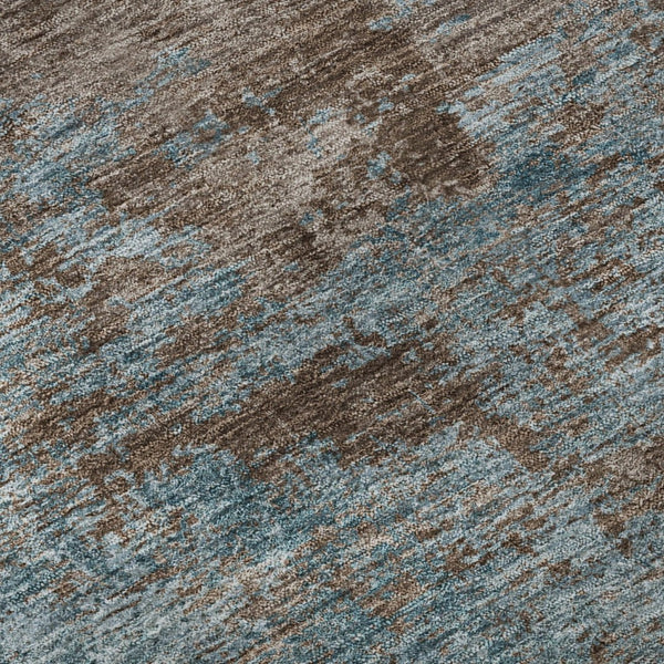 HomeRoots 5' X 8' Teal And Brown Abstract Washable Area Rug - UV Protected, Kid & Pet Friendly Design! 693212