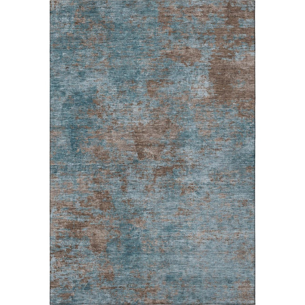 HomeRoots 5' X 8' Teal And Brown Abstract Washable Area Rug - UV Protected, Kid & Pet Friendly Design! 693212