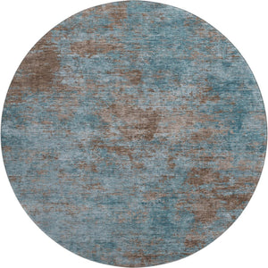 HomeRoots 8' X 8' Teal & Brown Abstract Area Rug – Washable, UV-Protected, Stylish for High-Traffic Spaces 693213