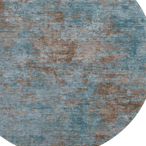 HomeRoots 8' X 8' Teal & Brown Abstract Area Rug – Washable, UV-Protected, Stylish for High-Traffic Spaces 693213