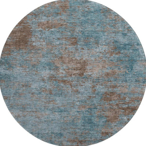 HomeRoots 8' X 8' Teal & Brown Abstract Area Rug – Washable, UV-Protected, Stylish for High-Traffic Spaces 693213