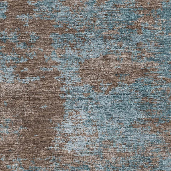HomeRoots 8' Teal & Brown Abstract Washable Area Rug – Durable, UV Protected, Perfect for High-Traffic Spaces! 693214