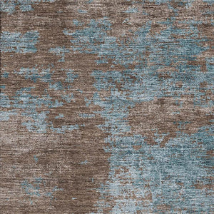 HomeRoots 9' X 12' Teal and Brown Abstract Area Rug - Washable, UV Protected, Perfect for High-Traffic Homes! 693215