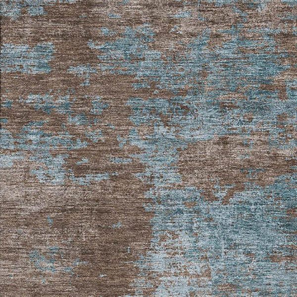 HomeRoots 9' X 12' Teal and Brown Abstract Area Rug - Washable, UV Protected, Perfect for High-Traffic Homes! 693215
