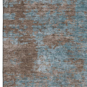 HomeRoots 10' X 14' Teal and Brown Abstract Area Rug - Stylish, Washable, UV-Protected for Busy Homes! 693216