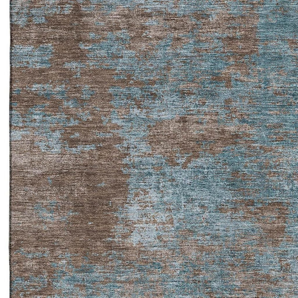 HomeRoots 10' X 14' Teal and Brown Abstract Area Rug - Stylish, Washable, UV-Protected for Busy Homes! 693216