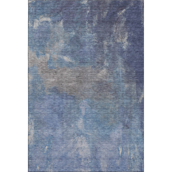 HomeRoots 5' Modern Blue Gray Silver Abstract Washable Area Rug with UV Protection & Stain Resistance 693218