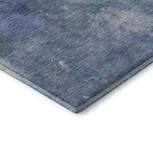 HomeRoots 5' Modern Blue Gray Silver Abstract Washable Area Rug with UV Protection & Stain Resistance 693218