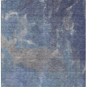 HomeRoots 5' Modern Blue Gray Silver Abstract Washable Area Rug with UV Protection & Stain Resistance 693218
