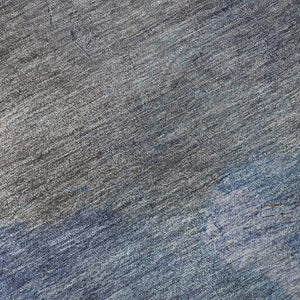 HomeRoots 8' X 8' Stylish Blue Gray & Silver Abstract Round Rug - Washable, UV-Protected, Stain-Resistant 693219