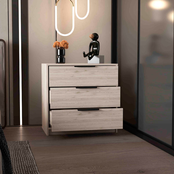 English Elm Dresser 3-Drawer Compact Storage Solution In Light Gray - Stylish, Versatile & Modern Design B097132976