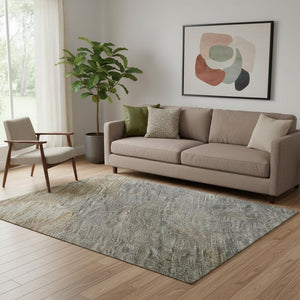 HomeRoots 5' X 8' Stylish Copper & Gray Abstract Area Rug - Washable, UV Protected, Perfect for High Traffic Spaces! 693224