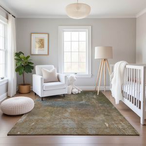 HomeRoots 5' X 8' Stylish Copper & Gray Abstract Area Rug - Washable, UV Protected, Perfect for High Traffic Spaces! 693224