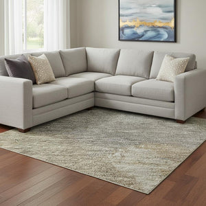 HomeRoots 8' Copper and Gray Abstract Area Rug - Washable, Stain Resistant, UV Protected for Modern Spaces 693226