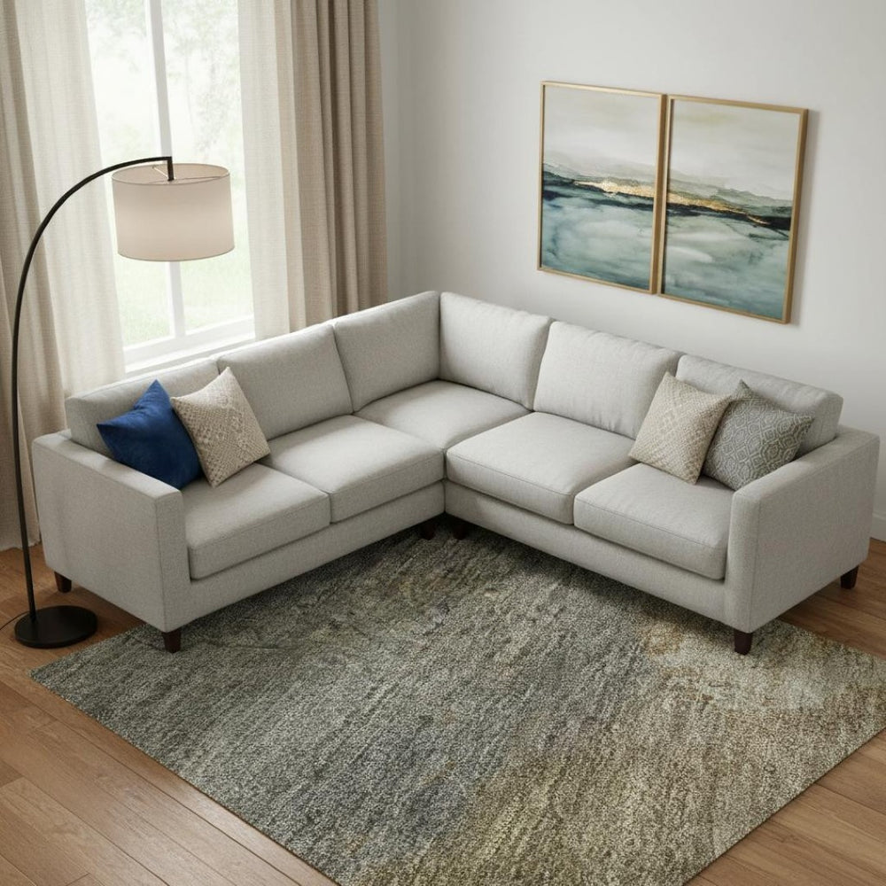 HomeRoots 9' X 12' Copper and Gray Abstract Area Rug - Stylish, Washable, UV-Protected for High-Traffic Spaces 693227