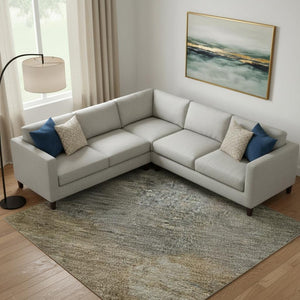 HomeRoots 10' X 14' Copper & Gray Abstract Area Rug - Washable, UV Protected, Stain Resistant for Modern Spaces 693228