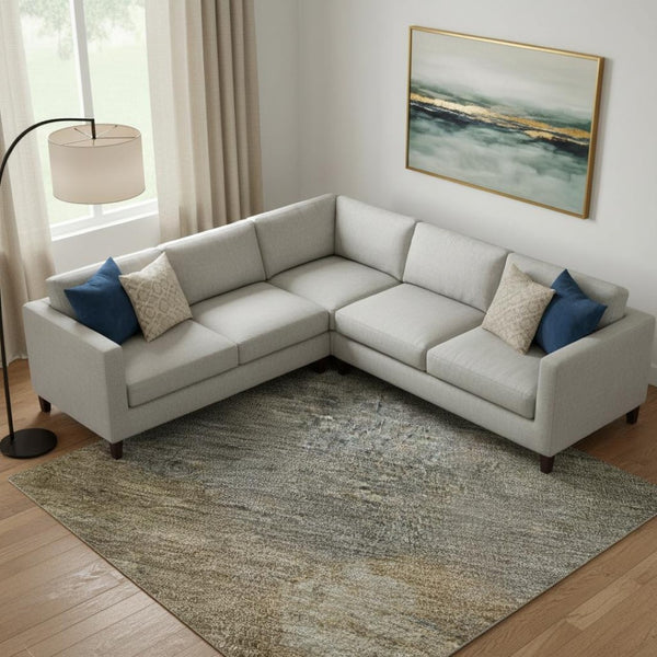 HomeRoots 10' X 14' Copper & Gray Abstract Area Rug - Washable, UV Protected, Stain Resistant for Modern Spaces 693228