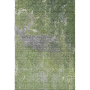 HomeRoots 8' Abstract Green and Gray Washable Area Rug with UV Protection, Stain Resistance & Non-Slip Backing 693232