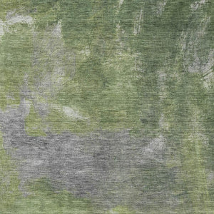 HomeRoots 8' Abstract Green and Gray Washable Area Rug with UV Protection, Stain Resistance & Non-Slip Backing 693232