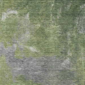 HomeRoots 9' X 12' Abstract Green and Gray Area Rug - Washable, UV Protected, Stain-Resistant, Non-Slip Design 693233