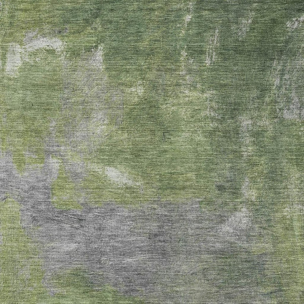 HomeRoots 9' X 12' Abstract Green and Gray Area Rug - Washable, UV Protected, Stain-Resistant, Non-Slip Design 693233