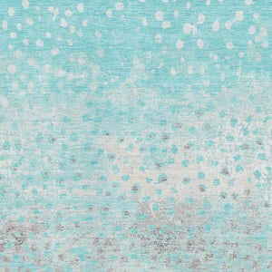 HomeRoots 5' Aqua Gray & Ivory Polka Dot Washable Area Rug - UV Protected, Durable, Kid & Pet Friendly Design 693236