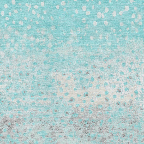 HomeRoots 5' Aqua Gray & Ivory Polka Dot Washable Area Rug - UV Protected, Durable, Kid & Pet Friendly Design 693236