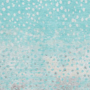 HomeRoots 8' Aqua Gray & Ivory Polka Dot Washable Area Rug – Stylish, Stain-Resistant, UV Protected & Easy Care! 693238