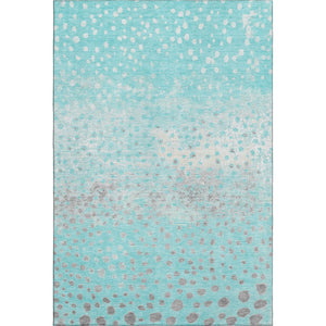 HomeRoots 9' X 12' Aqua Gray and Ivory Polka Dot Area Rug - Washable, Stain Resistant & UV Protected Comfort 693239