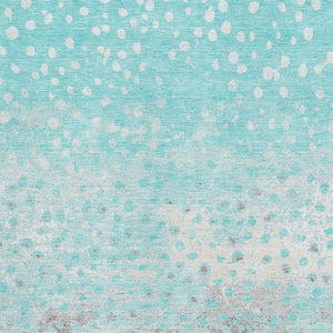 HomeRoots 9' X 12' Aqua Gray and Ivory Polka Dot Area Rug - Washable, Stain Resistant & UV Protected Comfort 693239