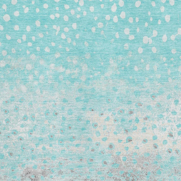 HomeRoots 9' X 12' Aqua Gray and Ivory Polka Dot Area Rug - Washable, Stain Resistant & UV Protected Comfort 693239