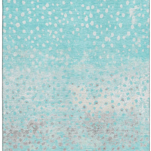 HomeRoots 9' X 12' Aqua Gray and Ivory Polka Dot Area Rug - Washable, Stain Resistant & UV Protected Comfort 693239