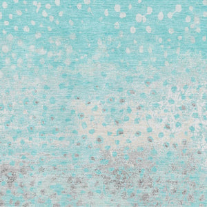 HomeRoots 10' Aqua Gray Ivory Polka Dot Area Rug – Washable, UV Protected, Soft Durable for High-Traffic Spaces 693240