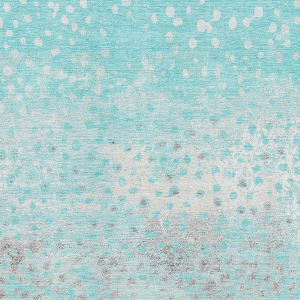 HomeRoots 10' Aqua Gray Ivory Polka Dot Area Rug – Washable, UV Protected, Soft Durable for High-Traffic Spaces 693240