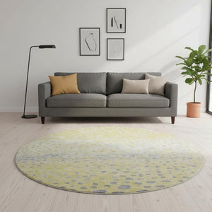 HomeRoots 8' X 8' Modern Gold Ivory & Gray Polka Dot Washable Rug with UV Protection for Home & Patio Use 693243