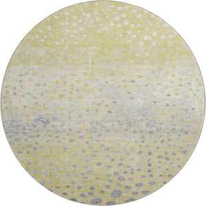 HomeRoots 8' X 8' Modern Gold Ivory & Gray Polka Dot Washable Rug with UV Protection for Home & Patio Use 693243