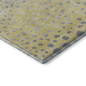 HomeRoots 8' X 8' Modern Gold Ivory & Gray Polka Dot Washable Rug with UV Protection for Home & Patio Use 693243