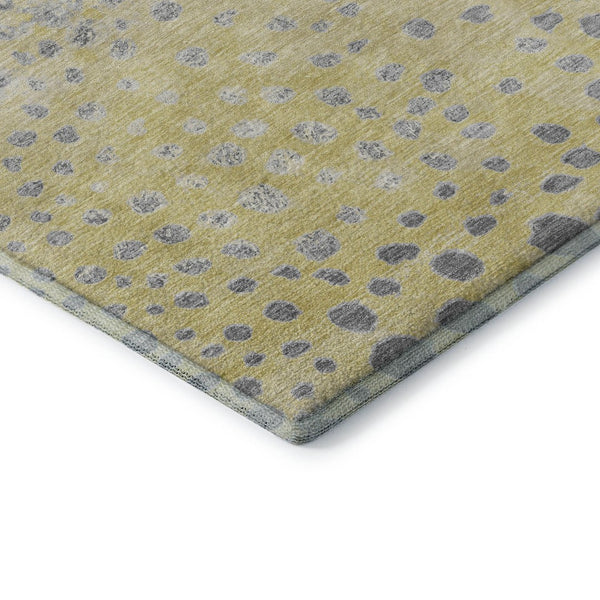 HomeRoots 8' X 8' Modern Gold Ivory & Gray Polka Dot Washable Rug with UV Protection for Home & Patio Use 693243