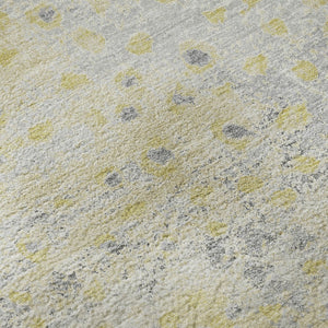 HomeRoots 8' X 8' Modern Gold Ivory & Gray Polka Dot Washable Rug with UV Protection for Home & Patio Use 693243